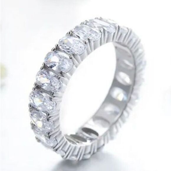 Sterling Silver CZ Eternity Ring Womens Vintage 5mm Sparkle Jewelry New 6